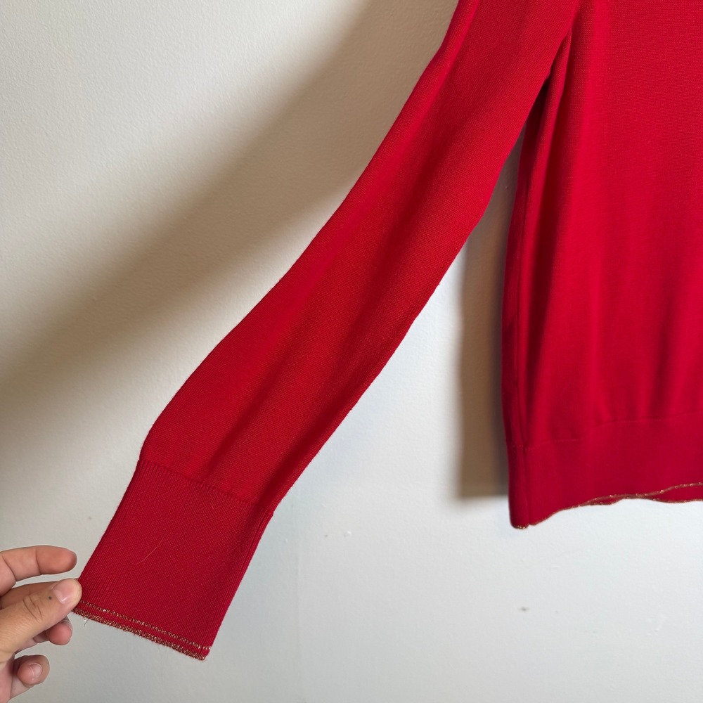 Vineyard Vines Red Velvet Heritage Cotton V Neck Sweater Womens Medium M Whale - Picture 10 of 11